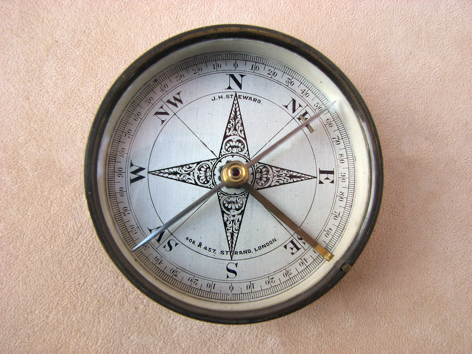 J H Steward late Victorian explorers brass cased needle pocket compass